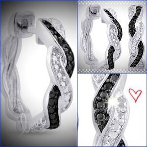 🌺 BLACK DIAMOND SWIRL HOOP EARRINGS 💎